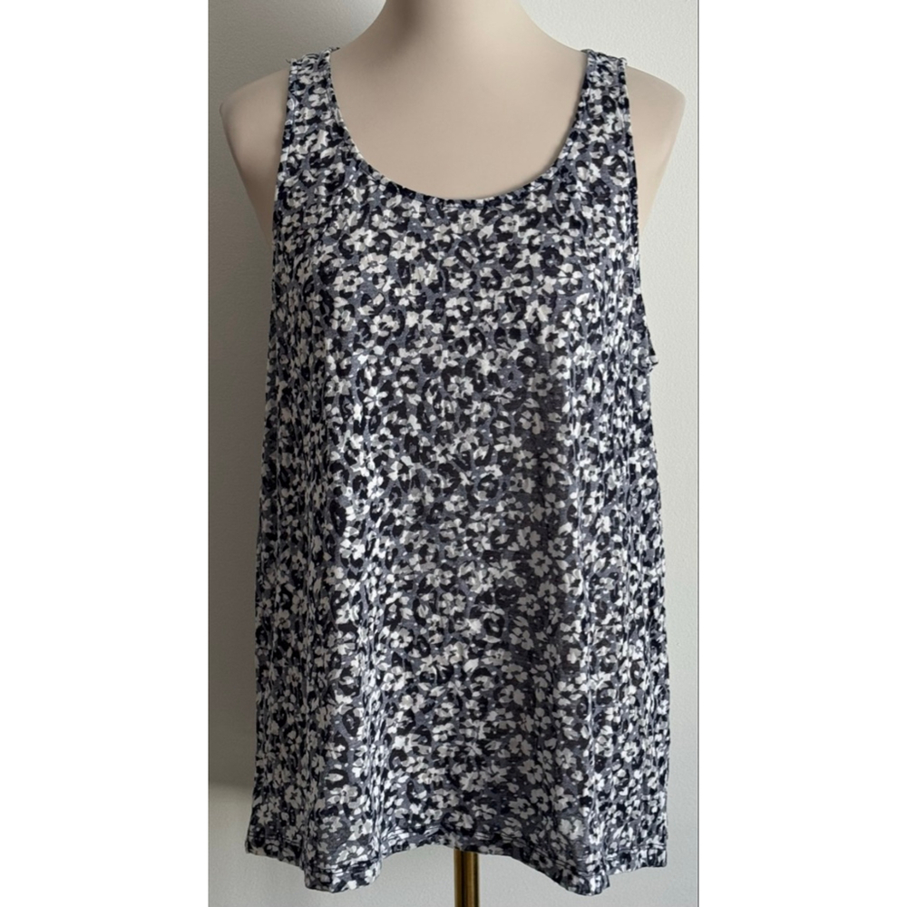 Women's Relativity Black, Gray & White Floral Print Tank Top XL